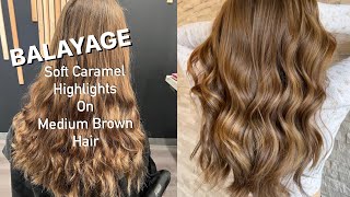 Balayage | Soft Caramel Highlights On Medium Brown Hair - Youtube