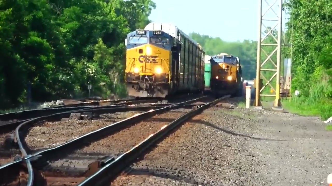 CSX Trains Swiching Has To Wait For Fast Freights To Go By. 2 CSX Heritage Units! And Much More!