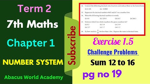 7th standard maths term 2 chapter 1 Number System Exercise 1.5 challenge problems sum 12 to16 pgno19