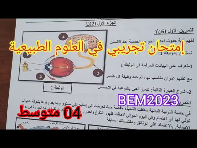 إمتحان تجريبي في العلوم الطبيعية السنة الرابعة متوسط 2023