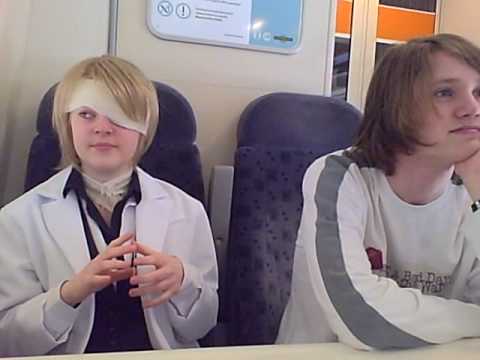 Rufus, Tseng and Vincent on an english train