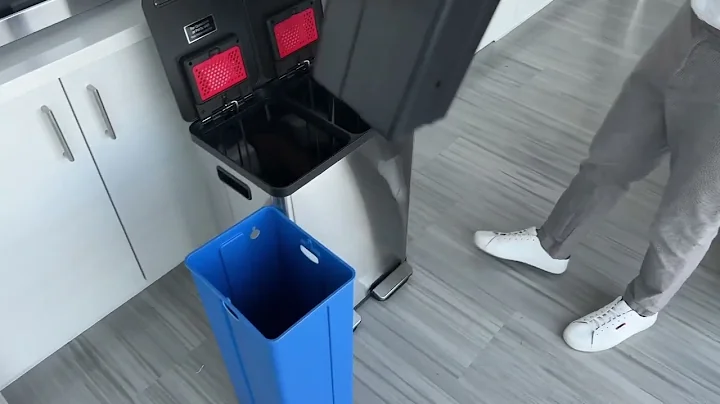 iTouchless SoftStep 16 Gal Dual Compartment Kitchen Trash Can & Recycle Bin w Dual AbsorbX Filters