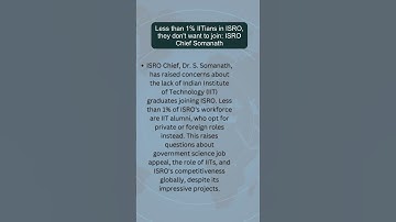 ISRO Lacks IIT Talent: Only 1% Join