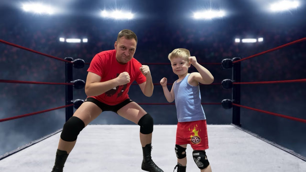 Безумная борцовская схватка между отцом и сыном.