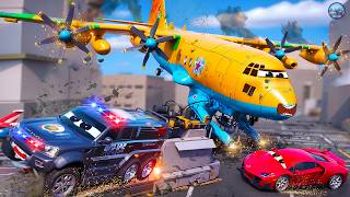 Spy Fighter Plane Crash vs Monster Police Car Chase, Hero Cars Rescue, City Destruction, Car Crash screenshot 4