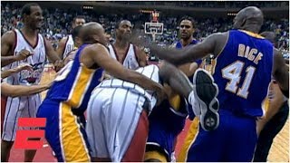 Shaquille Oneal And Charles Barkley Fight During Lakers Vs Rockets Game 1999 Espn Archives