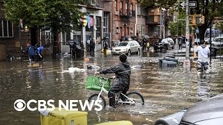 Videos show New York City flooding, residents wading through rainwater