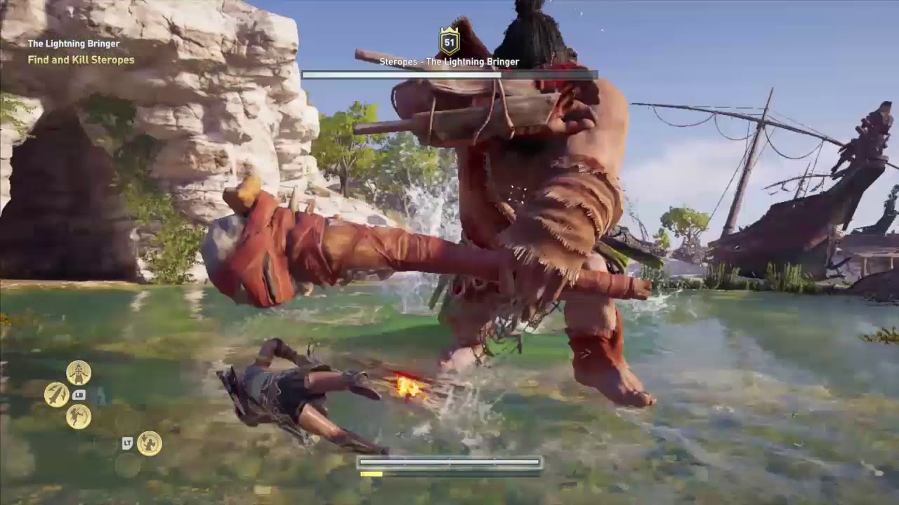 Taking down Steropes the Lighting Bringer in Assassin's Creed Odyssey....