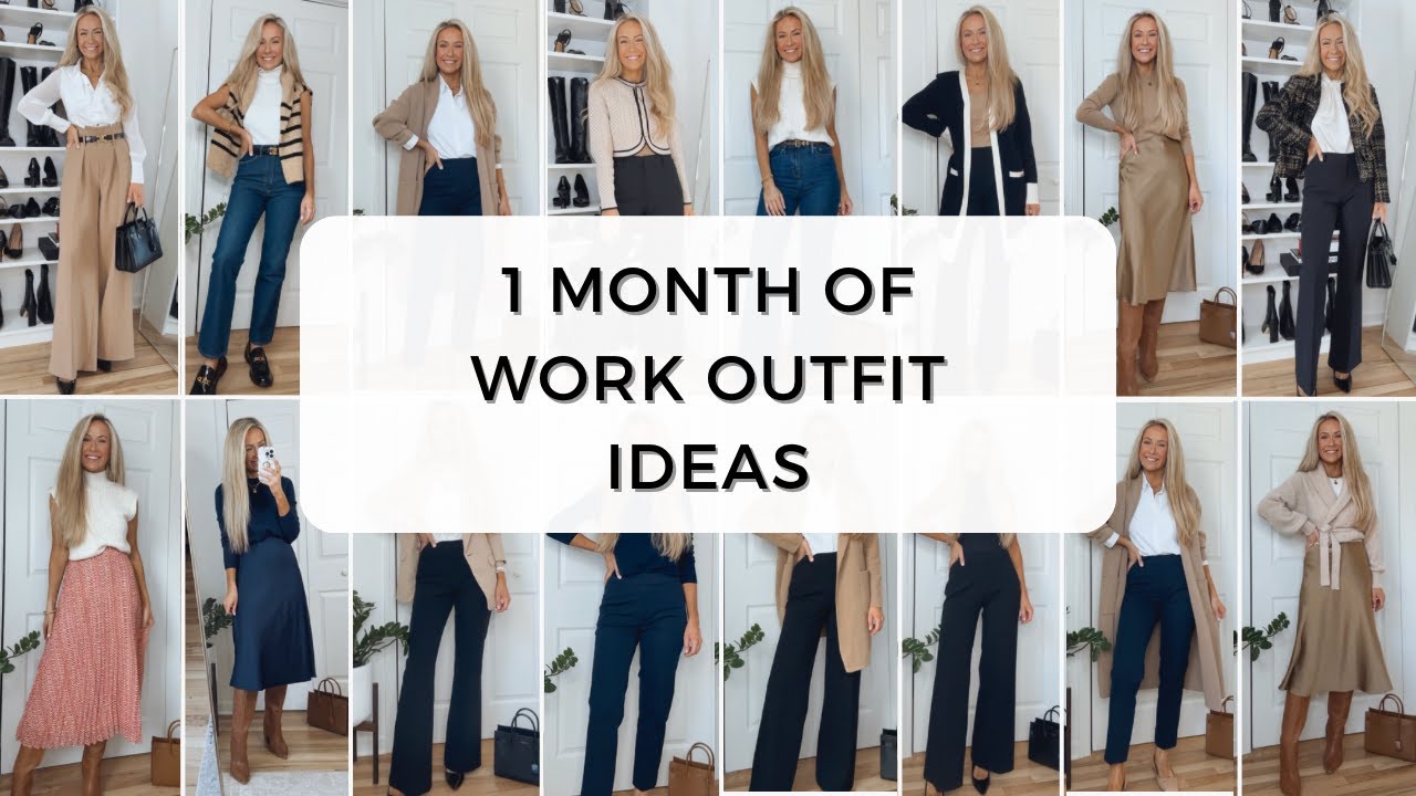 1 MONTH OF WORK OUTFIT IDEAS | Professional Work Office Wear Lookbook -  YouTube