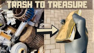 Golden Aluminum Bronze From ScrapYard - Trash To Treasure - ASMR Metal Melting - BigStackD