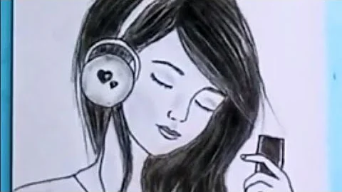 تحميل رسم بنت انمي تضع السماعات