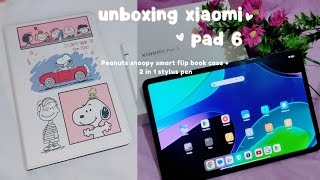 Xiaomi Pad 6 Unboxing [Gray - 8/258gb] + Peanuts snoopy smart flip book case & pen🖊️