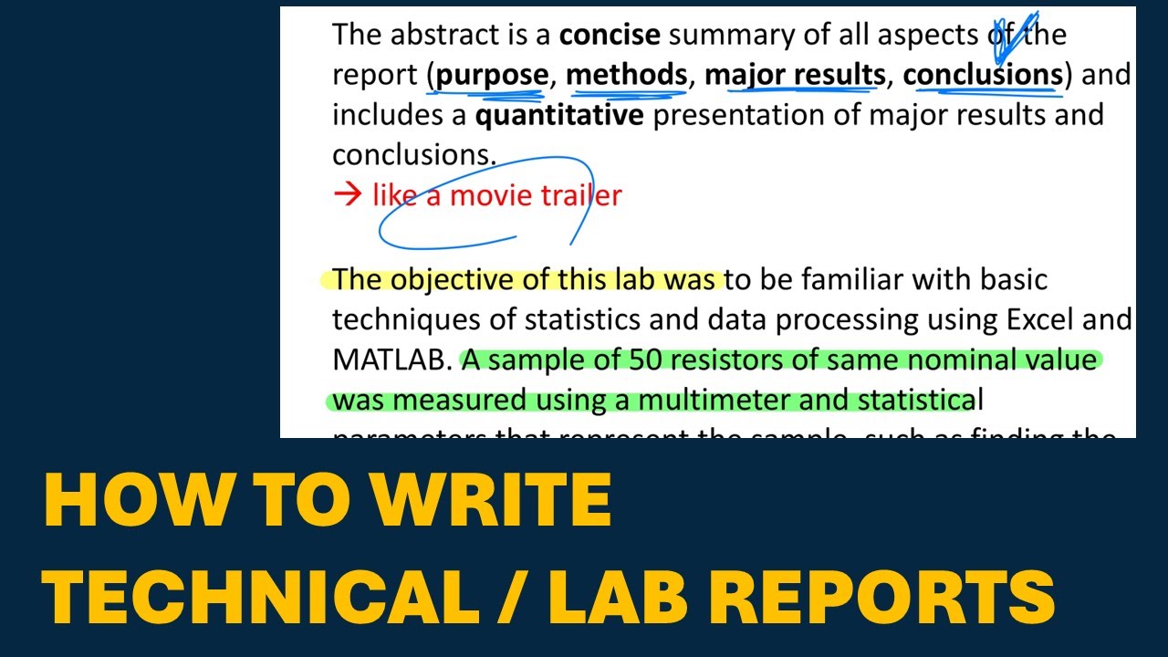 How to Write Effective Technical Lab Reports and Abstracts for ...