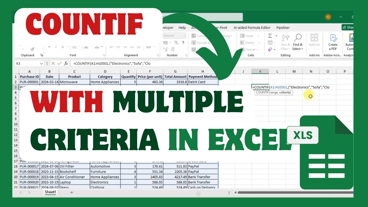 How To Use Countif In Excel With Multiple Criteria - YouTube