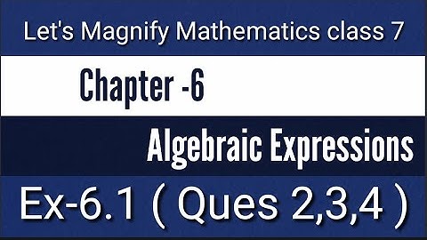 Chapter-6 || Algebraic Expressions|| ex-6.1 || Ques 2,3,4 || Let