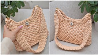 Crocheting a simple bag model with Corn pattern Вяжем простую модель сумки с узором Кукуруза