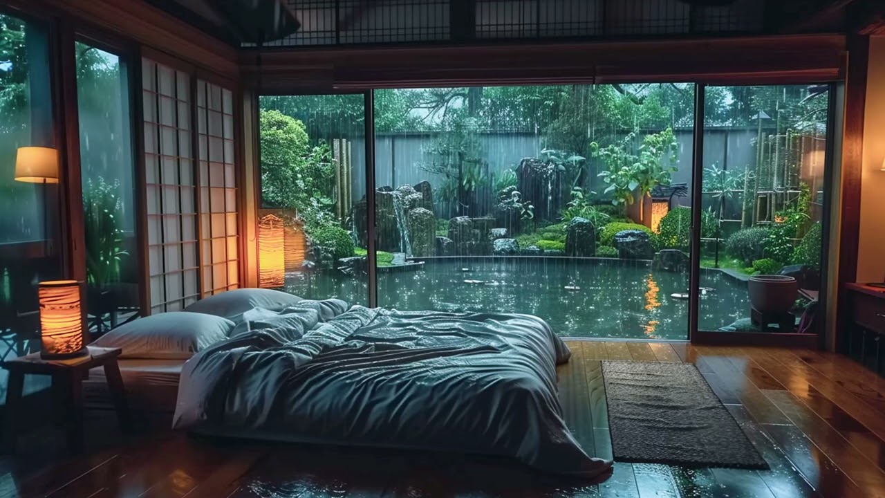 Rain Sounds in a Cozy Garden View Room 🌧 | Relaxing Ambient Soundscape (2 Hours)