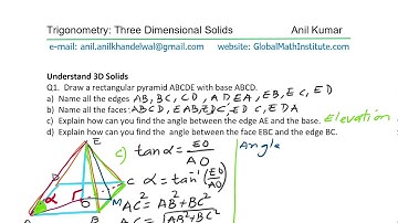 Trigonometry: Find Face and Elevation Angle for Three Dimensional Solids