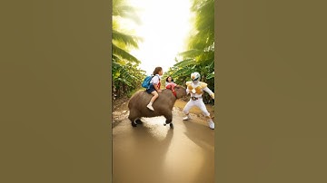 Capybara chở em gái chọc phá siêu nhân trắng | LIKE SNACKS@ | ẩm thực trên cây chuối #food  #fruit