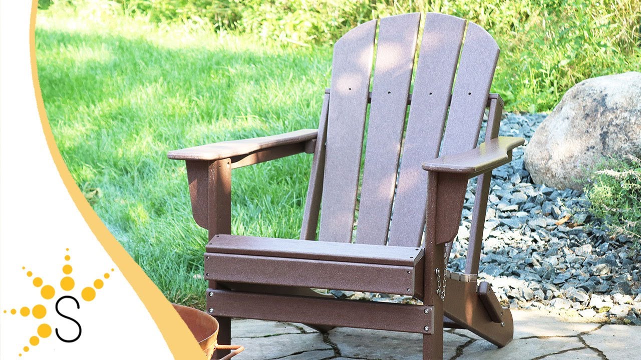 Sunnydaze Folding Adirondack Chair 300Pound Capacity Brown 34.5