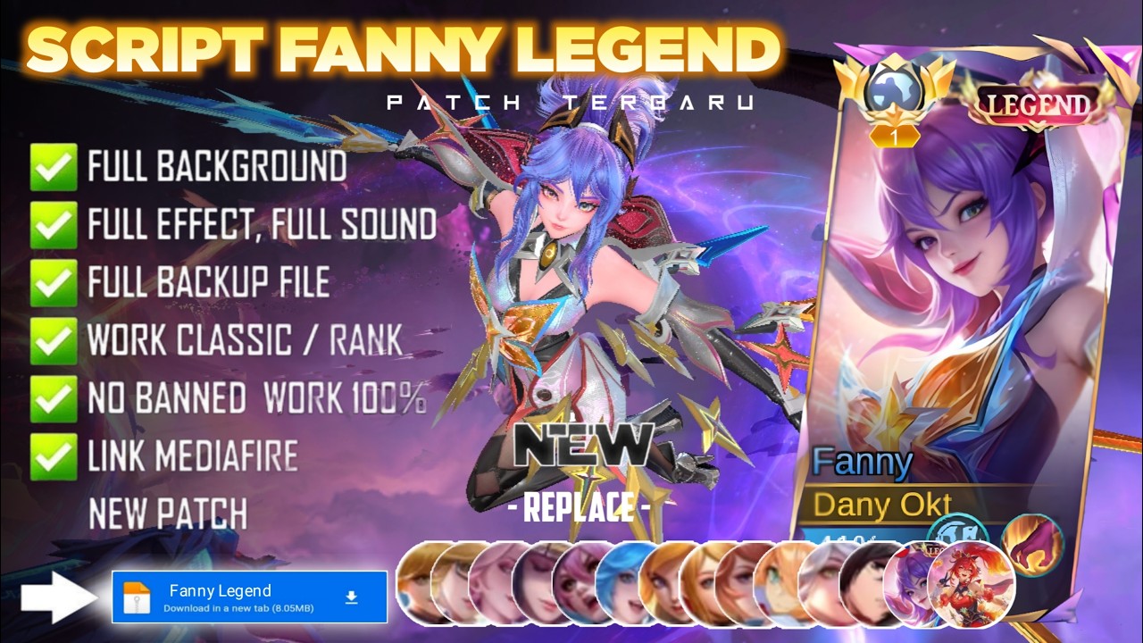 UPDATE Script Skin Fanny Legend - Galactic Starhawk No Password | Full Effect Voice | Patch Terbaru
