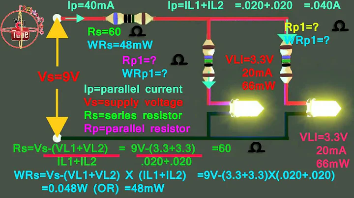 3.3v &3.3v LED how to connect 9V parallel circuit, how to led parallel resistor, voltage,amps