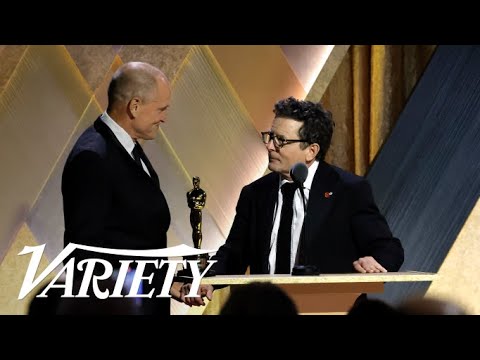 Woody Harrelson Presents Michael J Fox with Honorary Oscar at the Governors Awards