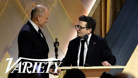Woody Harrelson Presents Michael J Fox with Honora...