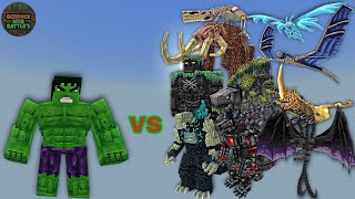 Details Hulk (Kit) vs Kaijucraft Bosses (Gojidraw) | MCBE | MobBattle Update
