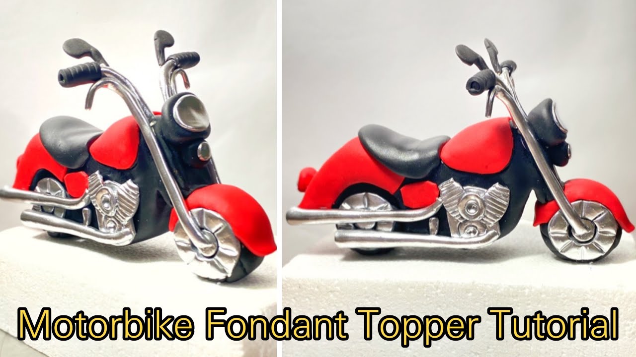 Motorbike Fondant Cake Topper Tutorial with Exact Pattern & Size YouTube