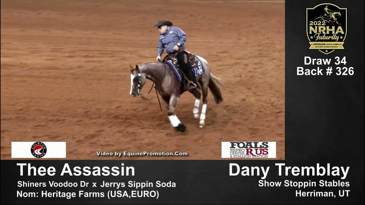 NRHA 2022 Reining Futurity in Oklahoma 🐴 Thee Assassin 🇺🇸 Dany Tremblay… 220 (12th Open Lev.4