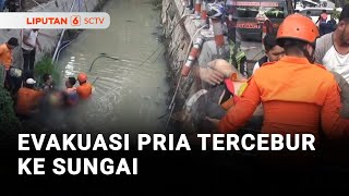 Pengendara Motor Tercebur ke Sungai Saat Menyalip | Liputan 6