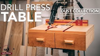 Ultimate Drill Press Table with 3 Types of Dust Collection and Storage (with build plans)