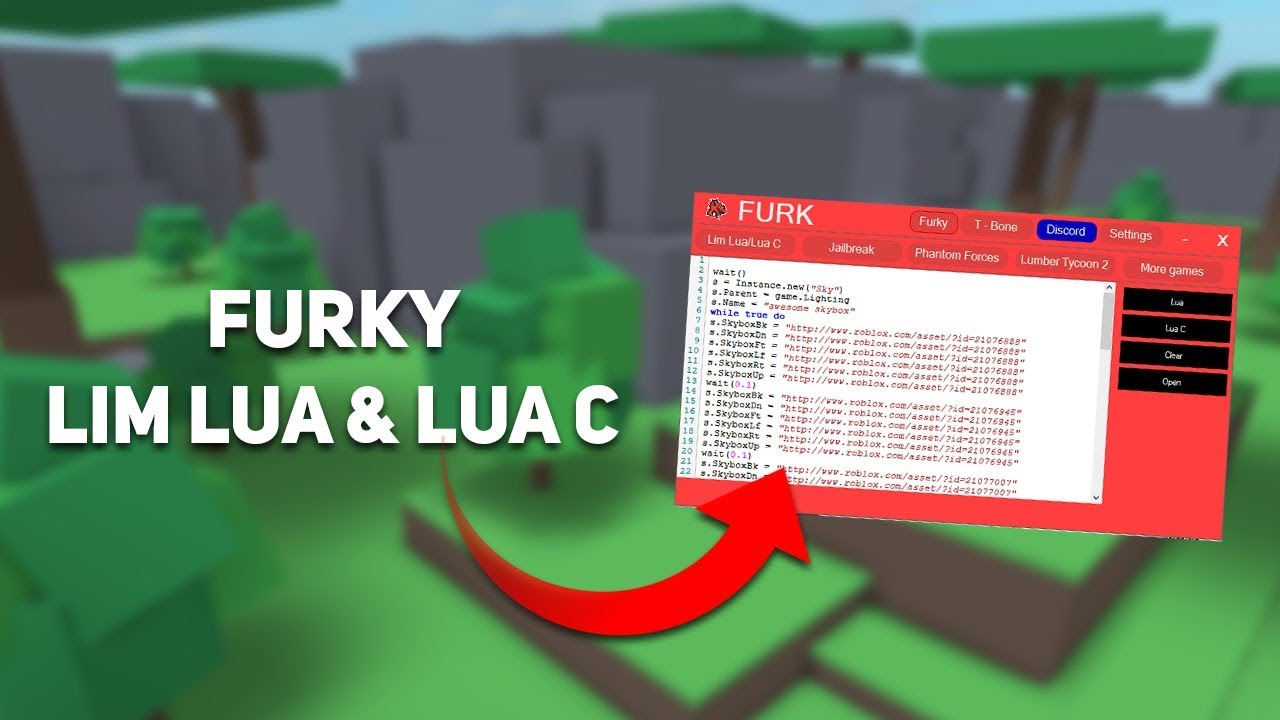 [WORKING] NEW ROBLOX HACK/EXPLOIT: FURK - LIMITED LUA & LUA C W/ JAILBREAK,  LUMBER TYCOON 2 CMDS! - 