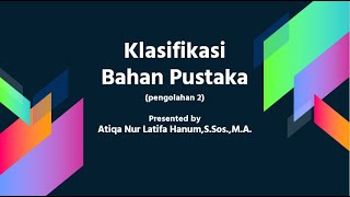 Pengantar Klasifikasi Koleksi