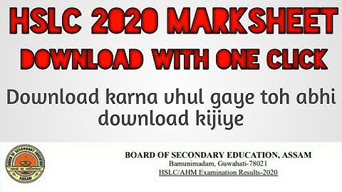 HSLC 2020 MARKSHEET DOWNLOAD AGAIN/ RE DOWNLOAD HSLC SEBA 2020 PDF MARKSHEET»
