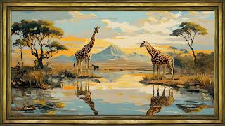 Golden African Savannah – 4K Framed TV Art Screensaver | Wildlife Painting screenshot 5