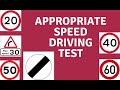 Appropriate speed driving test