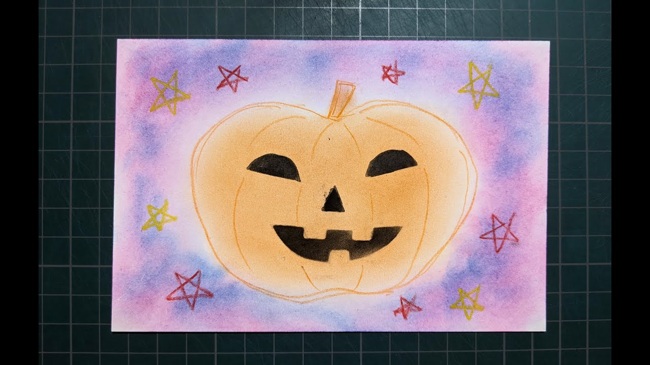 【初心者のためのパステルアート通信講座】簡単☆カボチャランタン