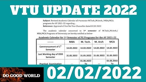 VTU UPDATE, Revised Academic Calendar of 1st Semester M.Tech/M.Arch/MBA/MCA Programs.. #DOGOODWORLD