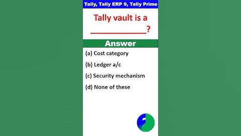 Tally MCQ | Tally | Tally ERP 9 | Accounting | #shorts | #ytshorts | #shortvideo