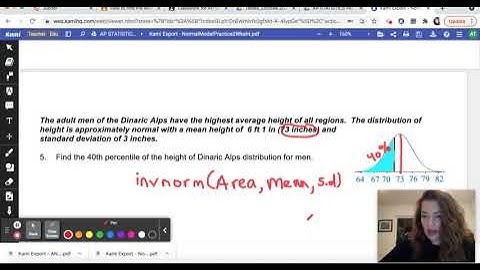 Using the TI.Nspire to find an observation when given a percentile