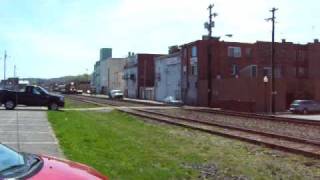 Norfolk Southern "Operation Life-Saver" engine pulling NS pullman cars.