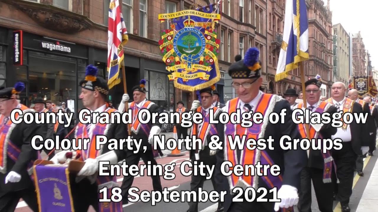 County Grand Orange Lodge of Glasgow - Colour Party, North & West Groups Entering Centre - 18.09.21
