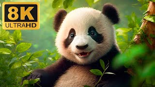 PANDA ANIMALS - 8K (60FPS) ULTRA HD - With Relaxing Music (Colorfully Dynamic) - SEND HT screenshot 1