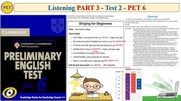 PET 6 Listening Part 3 Test 2 (Transcript + Key)