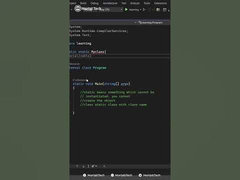 static class in c#| #Mortaltech | #28 - YouTube