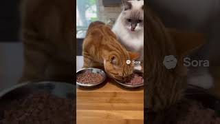 The greedy car ate the Ragdoll cat's food #cute #funny #animals #cat #cats #AIUniverse #AIVideo