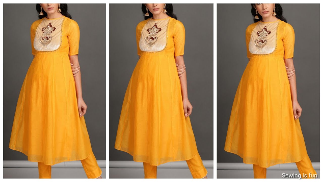 Party wear yellow kurti combination designs,different shades of yellow kurtis