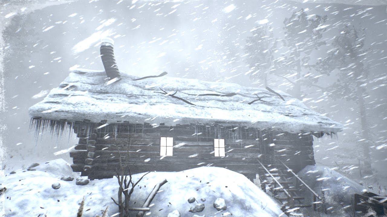Sounds of SNOW STORM in wooden cabin. Winter ambience with blizzard and ...